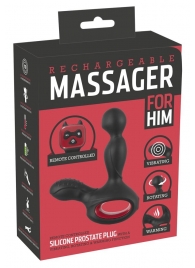 Черный вибромассажер простаты с нагревом и ротацией Prostate Plug - 14,5 см. - Orion - в Нижнекамске купить с доставкой