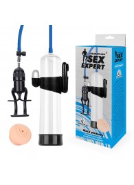 Прозрачная вакуумная вибропомпа Sex Expert с насадкой-вагиной - Sex Expert - в Нижнекамске купить с доставкой