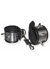 Серебристо-черные наручники с шипами и металлическим блеском - Sitabella - купить с доставкой в Нижнекамске