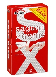 Утолщенные презервативы Sagami Xtreme Feel Long с точками - 10 шт. - Sagami - купить с доставкой в Нижнекамске