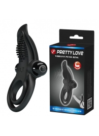 Черное силиконовое эрекционное кольцо с вибрацией и подхватом мошонки - Baile - в Нижнекамске купить с доставкой