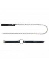 Черный поводок и чокер с кольцом Rada - Rebelts - купить с доставкой в Нижнекамске