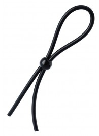 Черное лассо на пенис с одной бусиной - A-toys - в Нижнекамске купить с доставкой