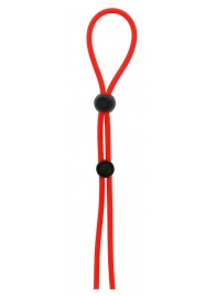 Красное лассо на пенис с двумя бусинами STRETCHY LASSO CAGE - Dream Toys - в Нижнекамске купить с доставкой