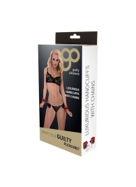 Красно-чёрные наручники на металлической цепочке - Blush Novelties - купить с доставкой в Нижнекамске
