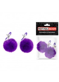 Зажимы для сосков с фиолетовым пушком - Notabu - купить с доставкой в Нижнекамске