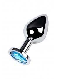 Серебристая конусовидная анальная пробка с голубым кристаллом - 8 см. - ToyFa - купить с доставкой в Нижнекамске