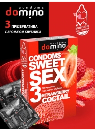 Презервативы для орального секса DOMINO Sweet Sex с ароматом клубничного коктейля  - 3 шт. - Domino - купить с доставкой в Нижнекамске