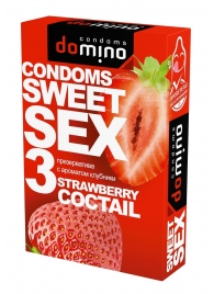 Презервативы для орального секса DOMINO Sweet Sex с ароматом клубничного коктейля  - 3 шт. - Domino - купить с доставкой в Нижнекамске