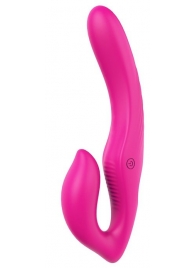 Ярко-розовый безремневой страпон REMOTE DOUBLE DIPPER - 22 см. - Dream Toys - купить с доставкой в Нижнекамске