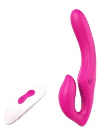 Ярко-розовый безремневой страпон REMOTE DOUBLE DIPPER - 22 см. - Dream Toys - купить с доставкой в Нижнекамске