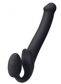Черный безремневой страпон Silicone Bendable Strap-On M - Strap-on-me - купить с доставкой в Нижнекамске