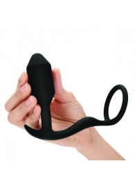 Черное эрекционное кольцо с анальным плагом Snug   Tug - b-Vibe - в Нижнекамске купить с доставкой