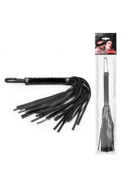 Черная гладкая плеть-флоггер с ручкой - 40 см. - Notabu - купить с доставкой в Нижнекамске