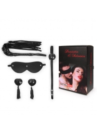 Эротический набор в черном цвете: маска, кляп, пэстисы, плётка - Notabu - купить с доставкой в Нижнекамске
