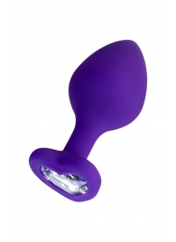 Фиолетовая анальная втулка Diamond Heart с прозрачным кристаллом - 8 см. - ToyFa - купить с доставкой в Нижнекамске