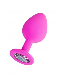 Розовая анальная втулка Brilliant с прозрачным кристаллом - 8 см. - ToyFa - купить с доставкой в Нижнекамске