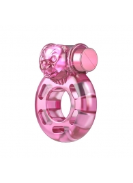Розовое эрекционное кольцо с вибрацией Pink Bear - Baile - в Нижнекамске купить с доставкой