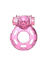 Розовое эрекционное кольцо с вибрацией Pink Bear - Baile - в Нижнекамске купить с доставкой