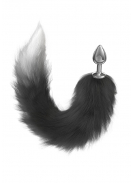 Серебристая анальная пробка с черным хвостом Galaxy - Lola Games - купить с доставкой в Нижнекамске