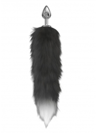 Серебристая анальная пробка с черным хвостом Starlit - Lola Games - купить с доставкой в Нижнекамске