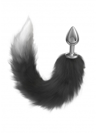 Серебристая анальная пробка с черным хвостом Starlit - Lola Games - купить с доставкой в Нижнекамске