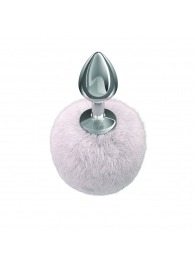 Серебристая анальная пробка с белым пушистым хвостиком Twinkle - Lola Games - купить с доставкой в Нижнекамске