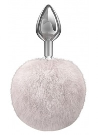 Серебристая анальная пробка с белым пушистым хвостиком Twinkle - Lola Games - купить с доставкой в Нижнекамске