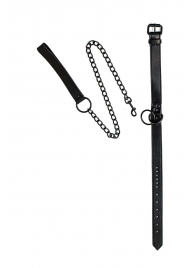 Черный ошейник Sin с поводком - Lola Games - купить с доставкой в Нижнекамске