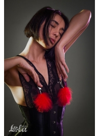 Зажимы на соски с красным пухом Euphoric - Lola Games - купить с доставкой в Нижнекамске