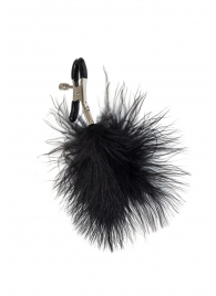 Зажимы на соски с черным пухом Euphoric - Lola Games - купить с доставкой в Нижнекамске