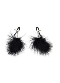 Зажимы на соски с черным пухом Euphoric - Lola Games - купить с доставкой в Нижнекамске