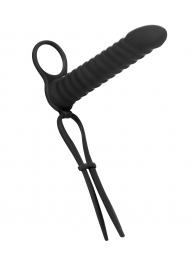 Черная вибронасадка для двойного проникновения Rori - 17 см. - Lola Games - купить с доставкой в Нижнекамске