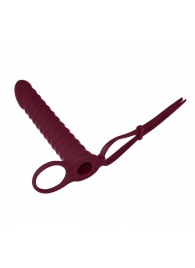 Бордовая вибронасадка для двойного проникновения Rori - 17 см. - Lola Games - купить с доставкой в Нижнекамске