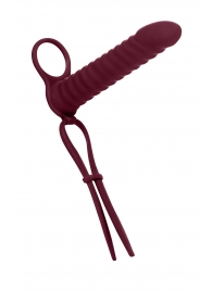 Бордовая вибронасадка для двойного проникновения Rori - 17 см. - Lola Games - купить с доставкой в Нижнекамске