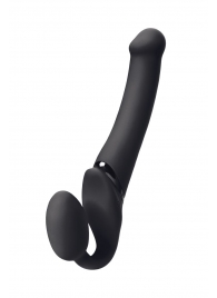 Черный безремневой вибрострапон Silicone Bendable Strap-On M - Strap-on-me - купить с доставкой в Нижнекамске