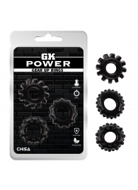Набор из 3 черных эрекционных колец Gear Up Rings - Chisa - в Нижнекамске купить с доставкой