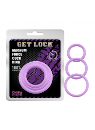 Набор из 3 сиреневых эрекционных колец Magnum Force Cock Ring - Chisa - в Нижнекамске купить с доставкой