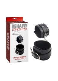 Черные оковы на ноги Obey Me Leather Ankle Cuffs - Chisa - купить с доставкой в Нижнекамске