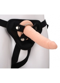Телесный страпон на черных трусиках STRAP ON REAL DILDO - 20 см. - Dream Toys - купить с доставкой в Нижнекамске