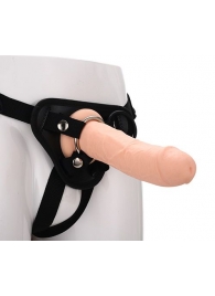 Черные трусики с телесной насадкой STRAP ON REAL DILDO - 21 см. - Dream Toys - купить с доставкой в Нижнекамске