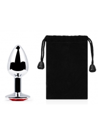 Серебристая анальная пробка с красным стразом - 7,2 см. - Anal Jewelry Plug - купить с доставкой в Нижнекамске