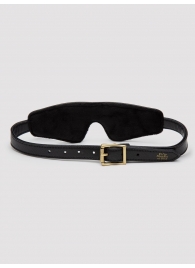 Черная плотная маска на глаза Bound to You Faux Leather Blindfold - Fifty Shades of Grey - купить с доставкой в Нижнекамске