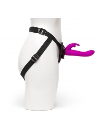 Лиловый страпон Rechargeable Vibrating Strap-On Harness Set - 17,6 см. - Happy Rabbit - купить с доставкой в Нижнекамске