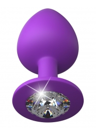 Фиолетовая анальная пробка со стразом Her Little Gem Large Plug - 9,5 см. - Pipedream - купить с доставкой в Нижнекамске