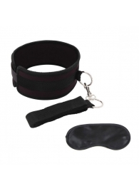 Черный ошейник с длинным поводком Collar and Leash Set - Lux Fetish - купить с доставкой в Нижнекамске