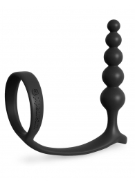 Черная анальная цепочка с эрекционным кольцом Ass-gasm Cockring Anal Beads - Pipedream - в Нижнекамске купить с доставкой