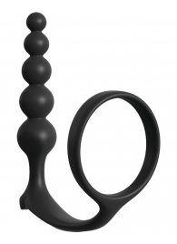 Черная анальная цепочка с эрекционным кольцом Ass-gasm Cockring Anal Beads - Pipedream - в Нижнекамске купить с доставкой