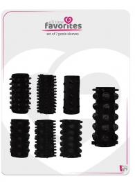 Набор из 7 черных насадок PENIS SLEEVES SET - Dream Toys - в Нижнекамске купить с доставкой