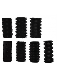 Набор из 7 черных насадок PENIS SLEEVES SET - Dream Toys - в Нижнекамске купить с доставкой
